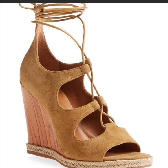 Tory Burch  Raya Suede Lace Up Wedges Size 8.5 - Picture 1 of 8